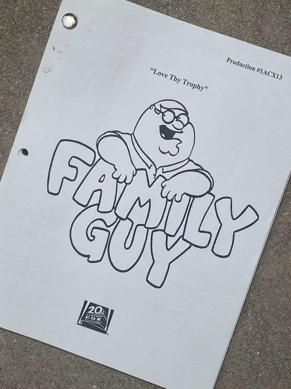 VTG Family Guy 1998 Production Used Table Draft Script Love The Trophy SEASON 2!